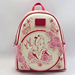 Loungefly Disney Alice in Wonderland Tonal Alice Floral Mini Backpack New